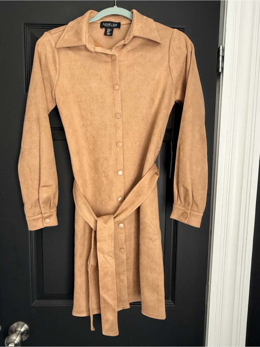 Rachel Zoe Caramel Suede-Look Belted Coat